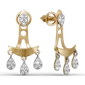 Золотые серьги КЮЗ Del'ta D050158 с фианитом D050158 фото
