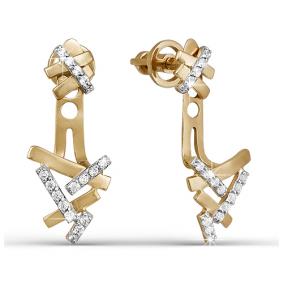 Золотые серьги КЮЗ Del'ta D050159 с фианитом D050159 фото