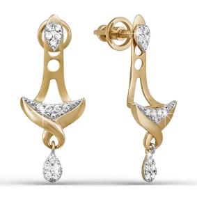 Золотые серьги КЮЗ Del'ta D050161 с фианитом D050161 фото