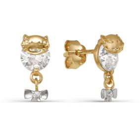 Золотые серьги КЮЗ Del'ta D050188 с фианитом D050188 фото