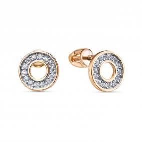 Золотые серьги КЮЗ Del'ta D0502666 с фианитом D0502666 фото