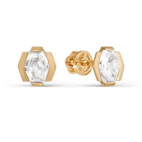 Золотые серьги КЮЗ Del'ta D050278 с фианитом D050278 фото