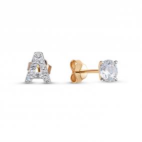 Золотые серьги КЮЗ Del'ta D0502786 с фианитом D0502786 фото