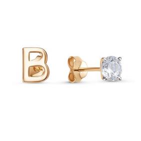 Золотые серьги КЮЗ Del'ta D0502789 с фианитом D0502789 фото