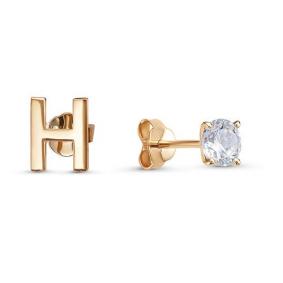 Золотые серьги КЮЗ Del'ta D0502815 с фианитом D0502815 фото