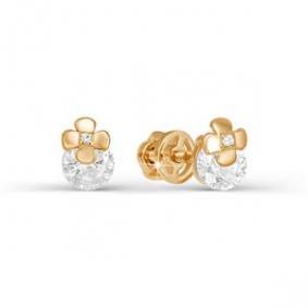 Золотые серьги КЮЗ Del'ta D050286 с фианитом D050286 фото