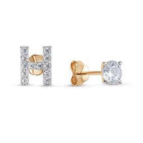 Золотые серьги КЮЗ Del'ta D0502862 с фианитом D0502862 фото