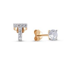Золотые серьги КЮЗ Del'ta D0502923 с фианитом D0502923 фото