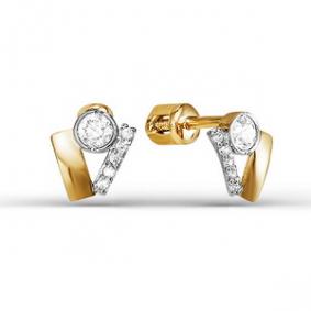 Золотые серьги КЮЗ Del'ta D050303 с фианитом D050303 фото