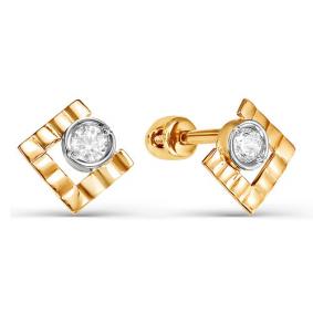 Золотые серьги КЮЗ Del'ta D050312 с фианитом D050312 фото
