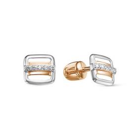 Золотые серьги КЮЗ Del'ta D050341 с фианитом D050341 фото