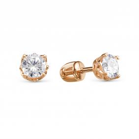 Золотые серьги КЮЗ Del'ta D050374 с фианитом D050374 фото
