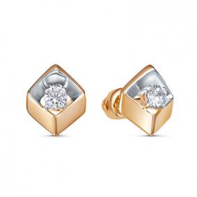 Золотые серьги КЮЗ Del'ta D050404 с фианитом D050404 фото