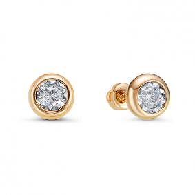 Золотые серьги КЮЗ Del'ta D050572 с фианитом D050572 фото