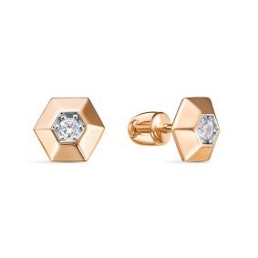 Золотые серьги КЮЗ Del'ta D0505748 с фианитом D0505748 фото