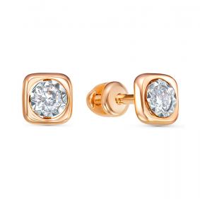 Золотые серьги КЮЗ Del'ta D050576 с фианитом D050576 фото