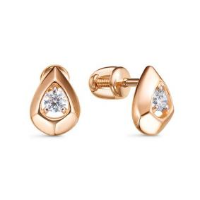Золотые серьги КЮЗ Del'ta D0505908 с фианитом D0505908 фото