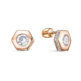 Золотые серьги КЮЗ Del'ta D0505926 с фианитом D0505926 фото