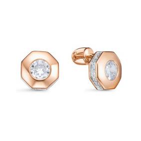 Золотые серьги КЮЗ Del'ta D0505956 с фианитом D0505956 фото