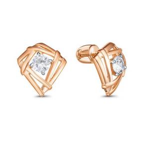 Золотые серьги КЮЗ Del'ta D0506289 с фианитом D0506289 фото