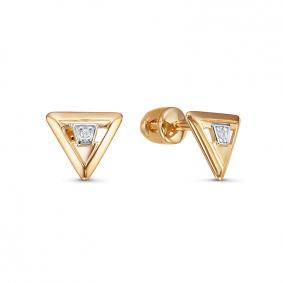 Золотые серьги КЮЗ Del'ta D050739 с фианитом D050739 фото