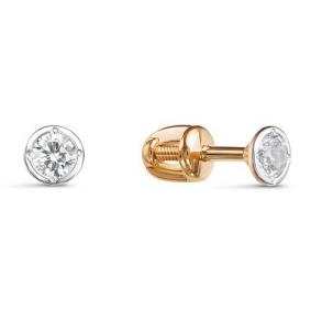 Золотые серьги КЮЗ Del'ta D051015 с фианитом D051015 фото