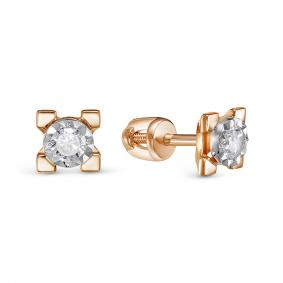 Золотые серьги КЮЗ Del'ta D051400 с фианитом D051400 фото