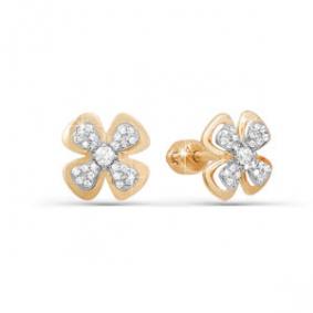 Золотые серьги КЮЗ Del'ta D051689 с фианитом D051689 фото