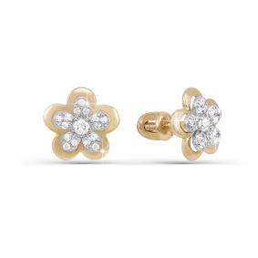 Золотые серьги КЮЗ Del'ta D051728 с фианитом D051728 фото