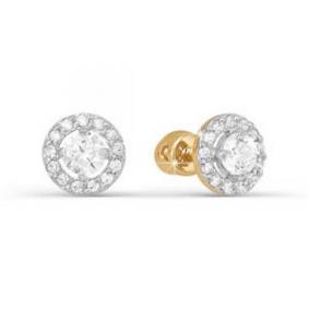 Золотые серьги КЮЗ Del'ta D051855 с фианитом D051855 фото