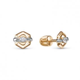 Золотые серьги КЮЗ Del'ta D051960 с фианитом D051960 фото