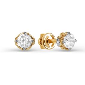 Золотые серьги КЮЗ Del'ta D052083 с фианитом D052083 фото