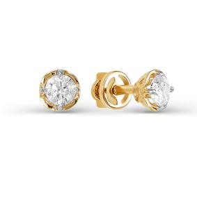 Золотые серьги КЮЗ Del'ta D052084 с фианитом D052084 фото