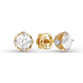 Золотые серьги КЮЗ Del'ta D052088 с фианитом D052088 фото