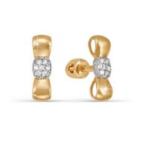 Золотые серьги КЮЗ Del'ta D052330 с фианитом D052330 фото