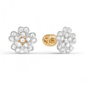 Золотые серьги КЮЗ Del'ta D052547 с фианитом D052547 фото