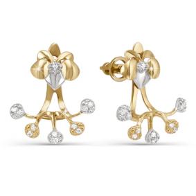 Золотые серьги КЮЗ Del'ta D052556 с фианитом D052556 фото