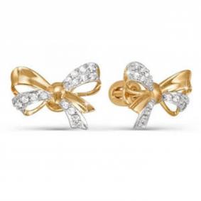 Золотые серьги КЮЗ Del'ta D052588 с фианитом D052588 фото