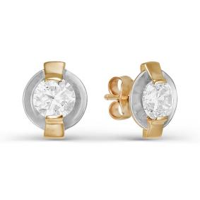 Золотые серьги КЮЗ Del'ta D052943 с фианитом D052943 фото
