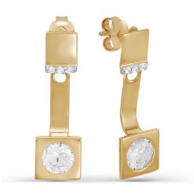 Золотые серьги КЮЗ Del'ta D052944 с фианитом D052944 фото