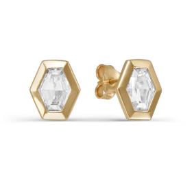 Золотые серьги КЮЗ Del'ta D053334 с фианитом D053334 фото