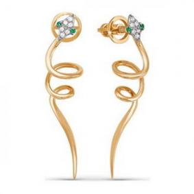 Золотые серьги КЮЗ Del'ta D053395 с фианитом и кварцем D053395 фото