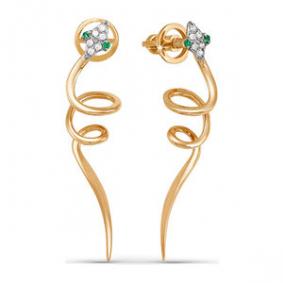 Золотые серьги КЮЗ Del'ta D053395/ф с фианитом D053395/ф фото