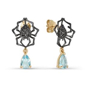 Золотые серьги КЮЗ Del'ta D053538 с фианитом D053538 фото