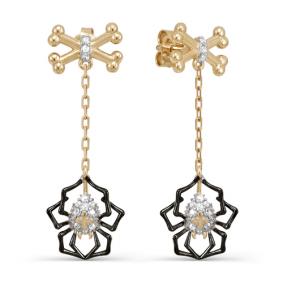 Золотые серьги КЮЗ Del'ta D053539 с фианитом D053539 фото