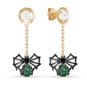 Золотые серьги КЮЗ Del'ta D053545 с фианитом D053545 фото
