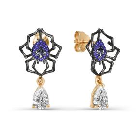 Золотые серьги КЮЗ Del'ta D053553 с фианитом D053553 фото