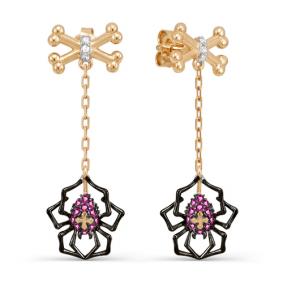 Золотые серьги КЮЗ Del'ta D053554 с фианитом D053554 фото