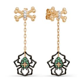 Золотые серьги КЮЗ Del'ta D053555 с фианитом D053555 фото