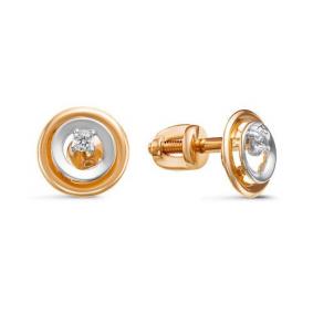 Золотые серьги КЮЗ Del'ta D054224 с фианитом D054224 фото